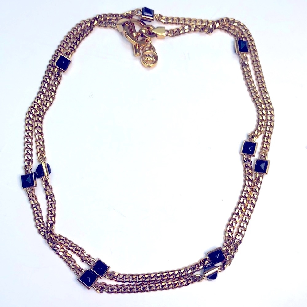 Michael Kors Gold Chain Necklace With Black Studs